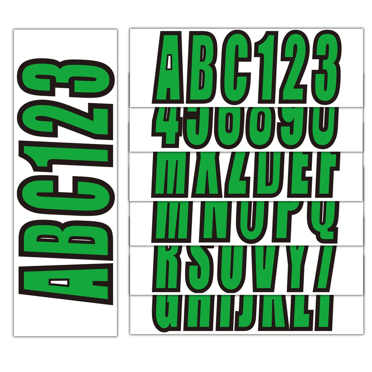 Set of 4 Custom Boat Registration Numbers Decal Stickers A-Z 0-9 Green