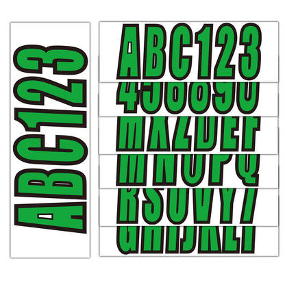 Set of 4 Custom Boat Registration Numbers Decal Stickers A-Z 0-9 Green