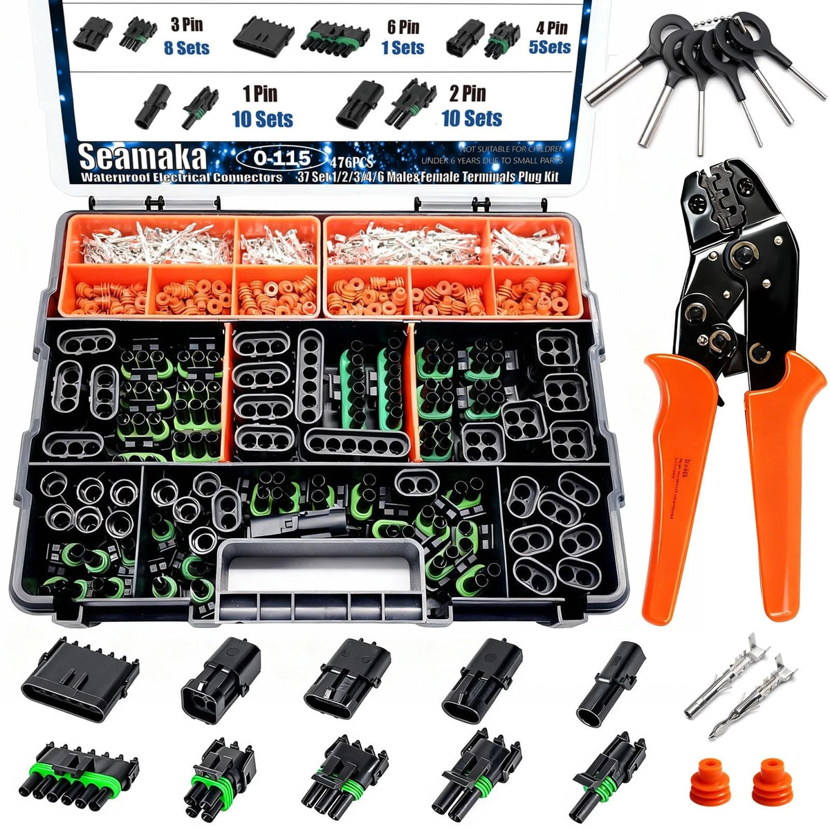 476Pcs Waterproof Automotive Electrical Connectors with Crimping Tool