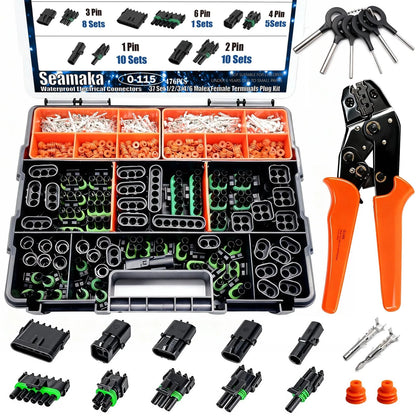 476Pcs Waterproof Automotive Electrical Connectors with Crimping Tool