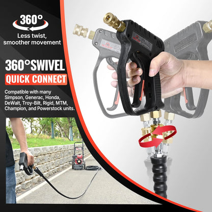 3/8" Pressure Washer Hose for YAMATIC (50FT, 4000 PSI, Swivel, Quick Connect)