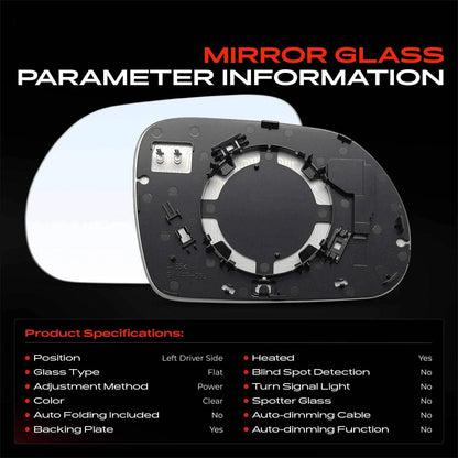 Driver Power Mirror Glass for Kia Soul (2020–2024) - Heated, 87611K0210, KI1324138