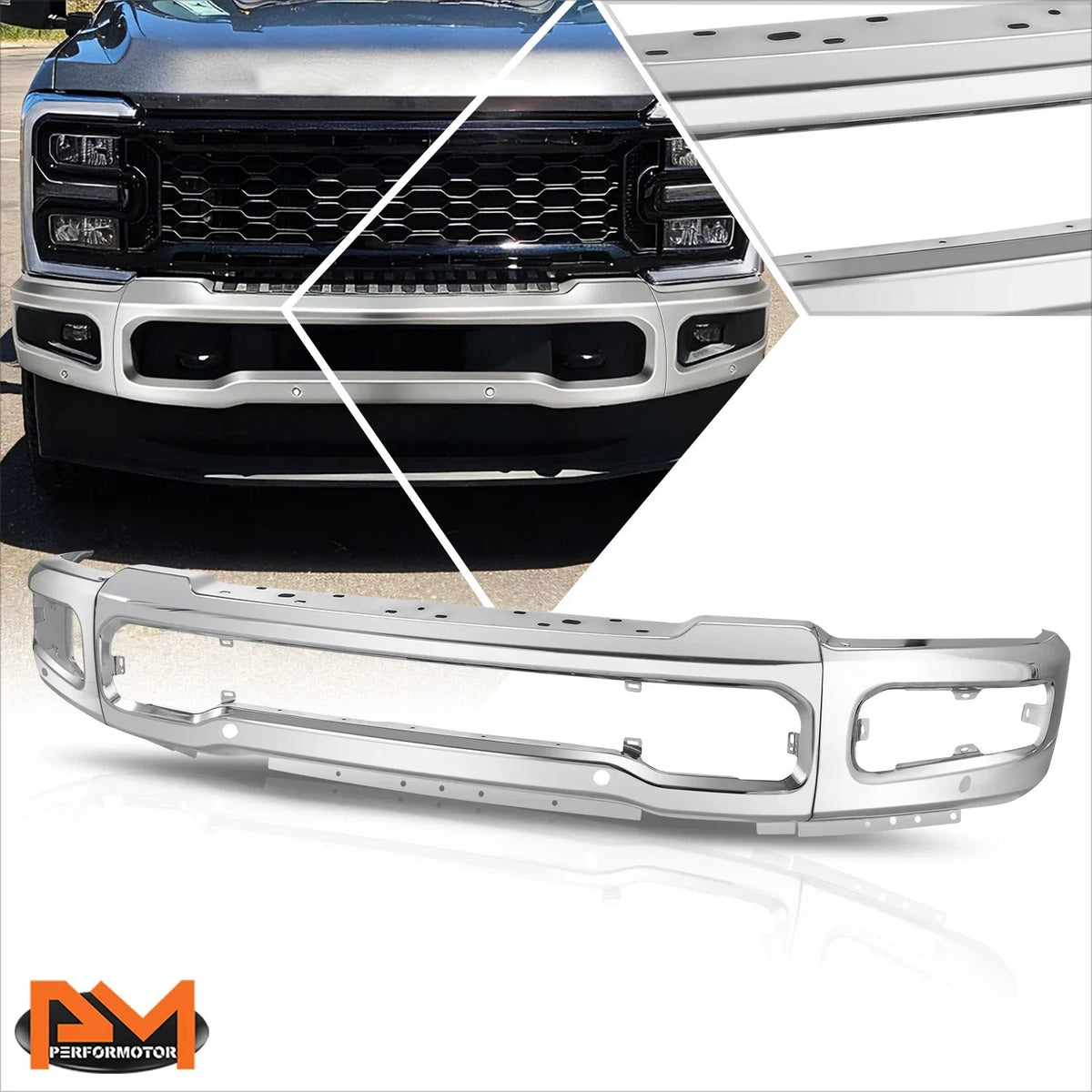 Front Bumper Face Bar for Ford F-250 F-350 SD (2023–2025) w/Park Sensor & Fog Lamp Holes
