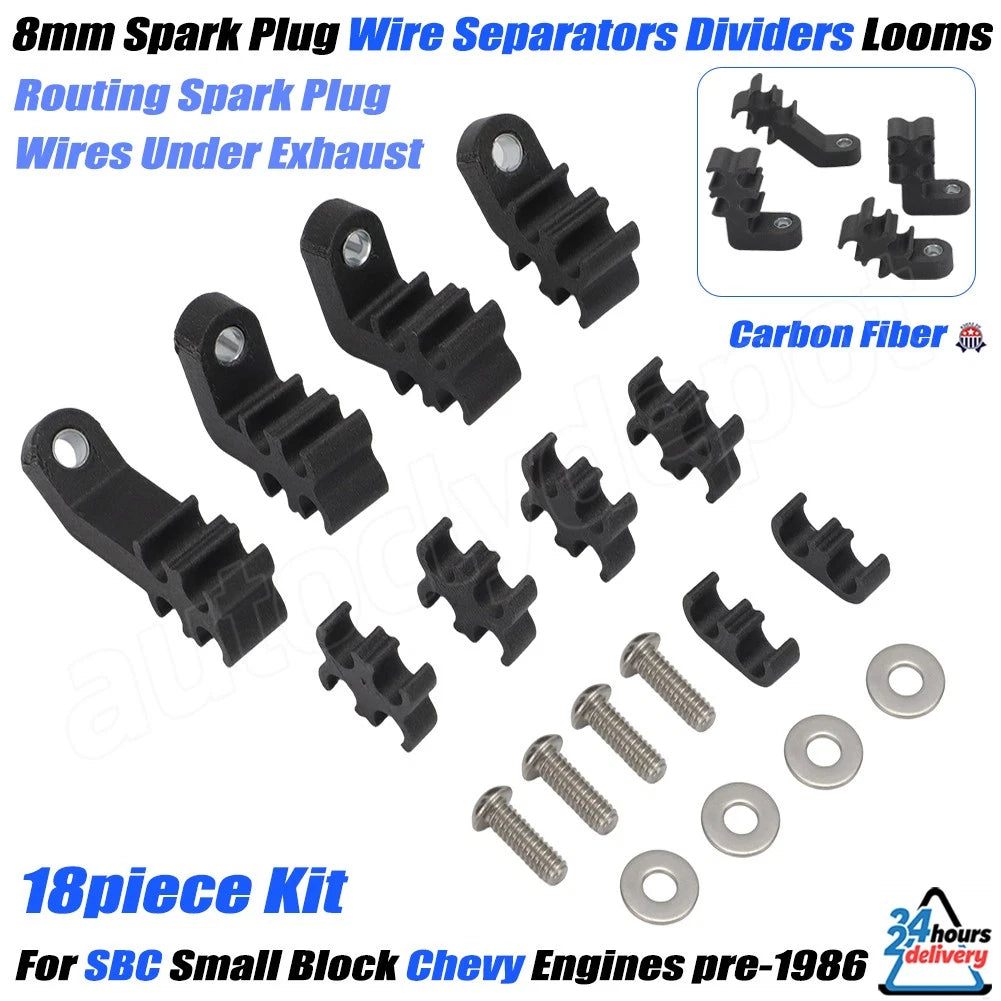 Set of 4 Black Spark Plug Wire Separators for SBC Small Block Chevy