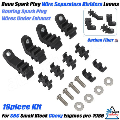 Set of 4 Black Spark Plug Wire Separators for SBC Small Block Chevy