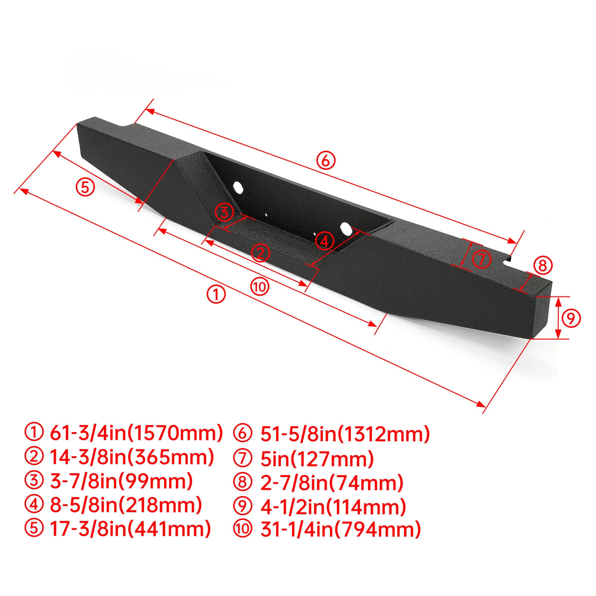 Rear Step Bumper for Ford Ranger (1993–2011) SMT10571 Heavy-Duty Steel