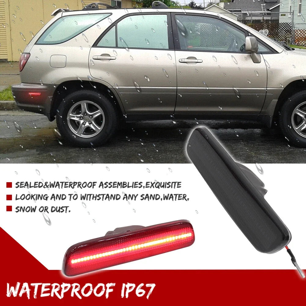 2X Smoked Lens Red LED Rear Fender Side Marker Lights for Lexus RX300 (1999–2003)