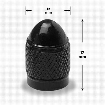 Set of 4 Black Aluminum Tire Stem Caps for Universal Vehicles