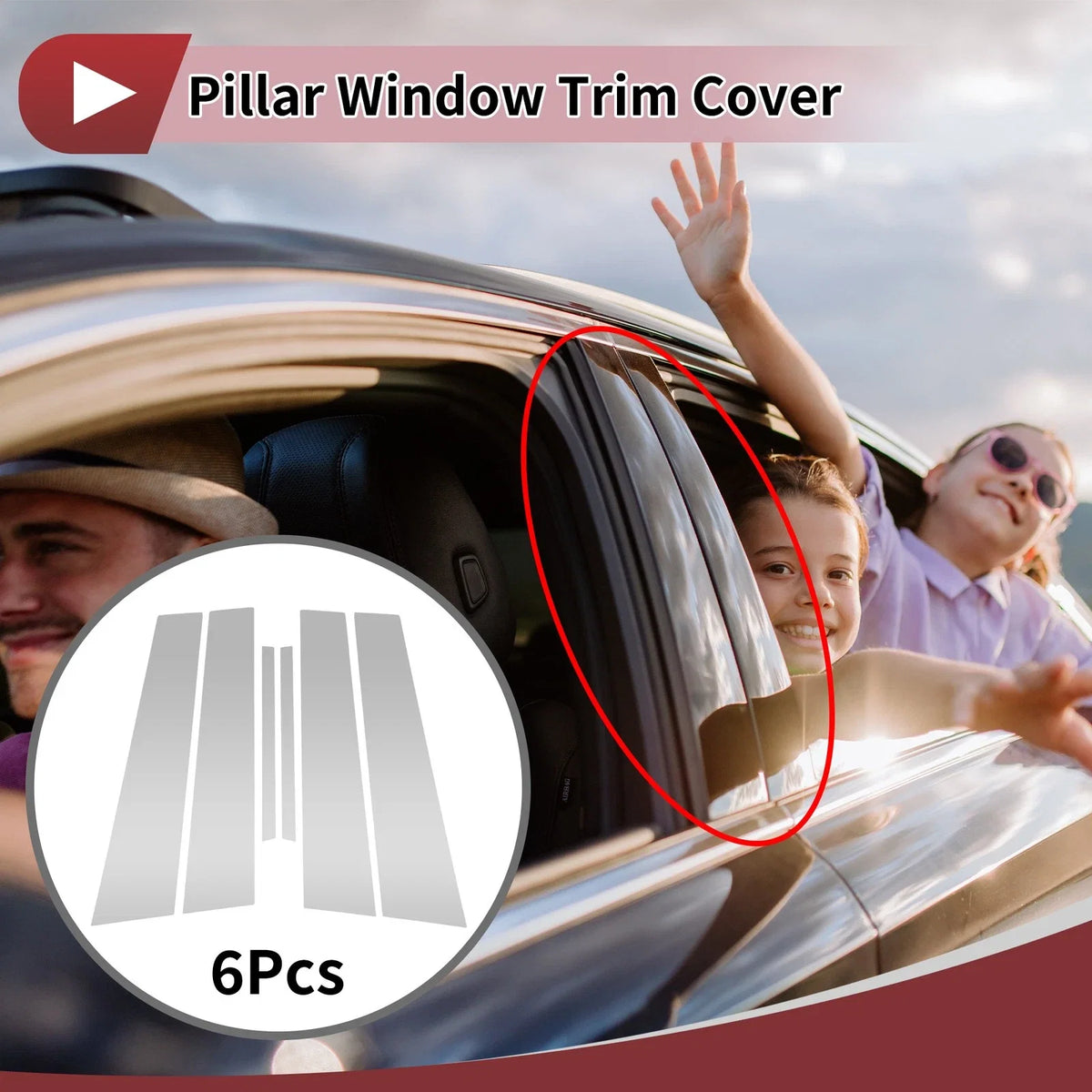 6 Pcs Car Door Pillar Window Trim for Lexus IS (2021–2023) Chrome