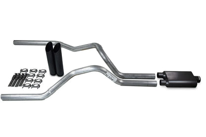 2.5" Dual Exhaust Kit for Chevy GMC 1500 Truck (2007–2014) - 2 Chamber Muffler, Black Tips