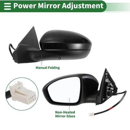 Left Side Door Mirror for Nissan Sentra (2020–2022) Manual Folding Black