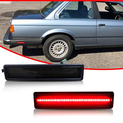 Set of 2 Smoke Lens Red LED Rear Fender Side Marker Lights for BMW E30