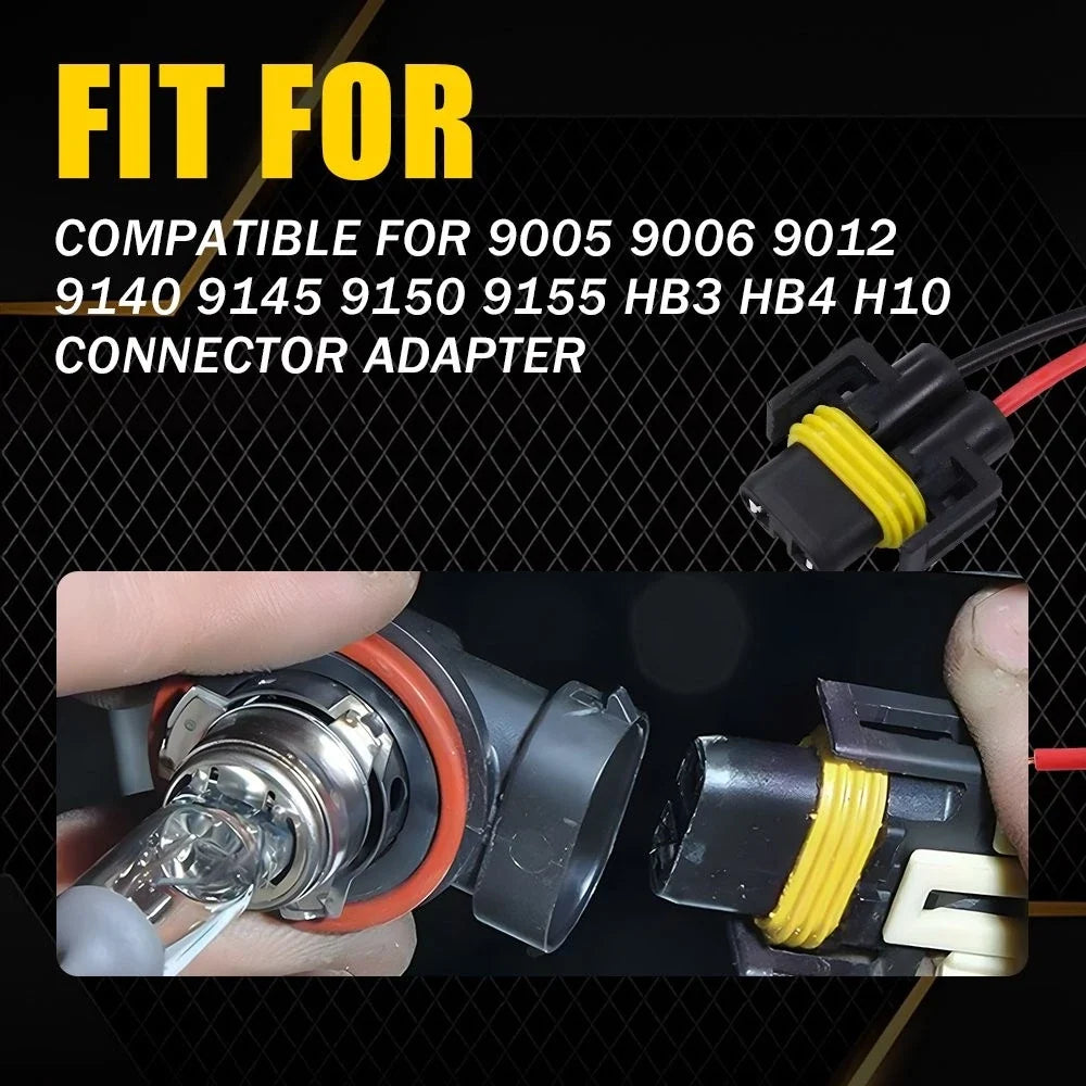 Set of 4 Headlight Fog Light Connector Wiring Harness for Universal Vehicles