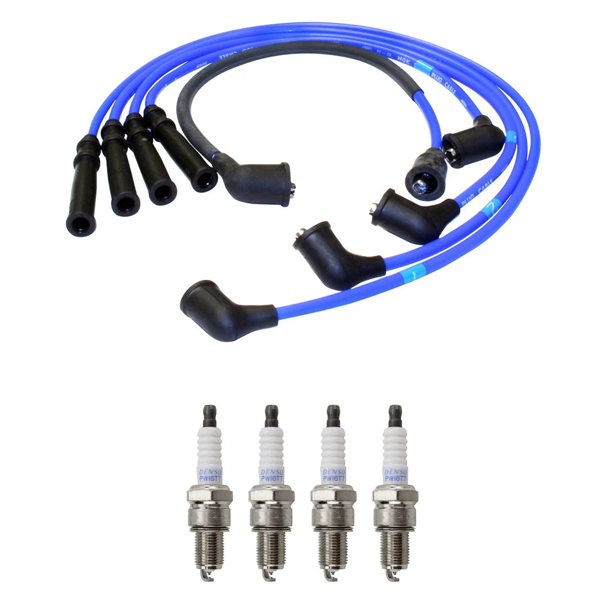 NGK 7mm Wire Set & Denso Platinum Spark Plug Kit for Mazda B2200 (1986–1993)