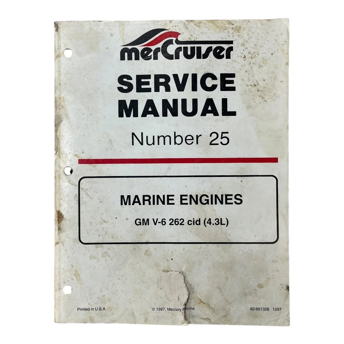 Service Manual #25 for MerCruiser GM V-6 262 cid 4.3 (90-861328 1297)