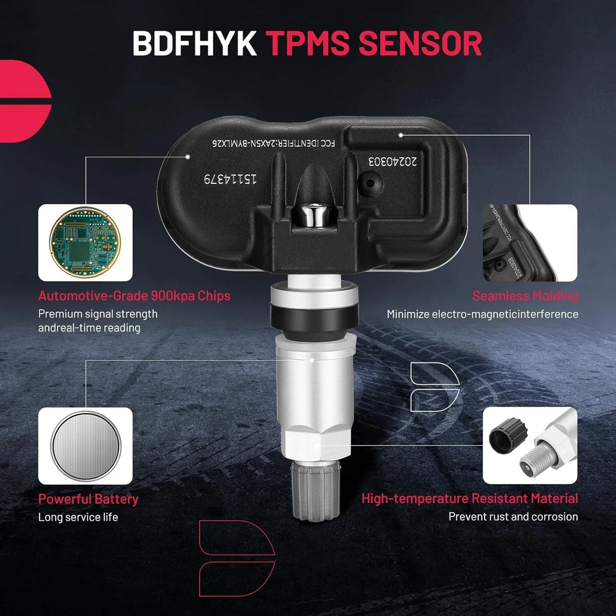 4PCS Tire Pressure Sensors for 2005-2015 GMC Savana 1500 (315MHz)