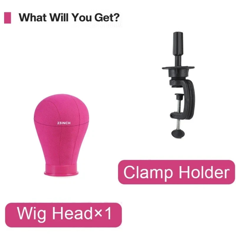 23 Inch Canvas Mannequin Head with Stand for DIY Wig Making Display