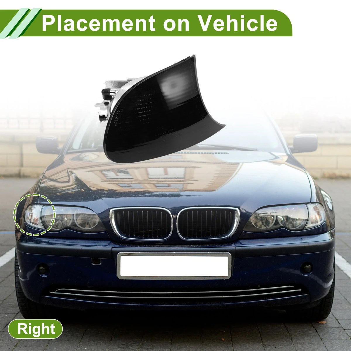1 Pc Right Corner Signal Light Cover for BMW 3-Series (1999–2001) No. 63126904308