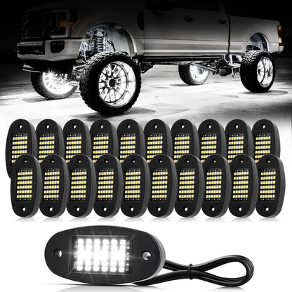 20 Pods White Rock Lights for Automotive (6000K Pure 36 LEDs)