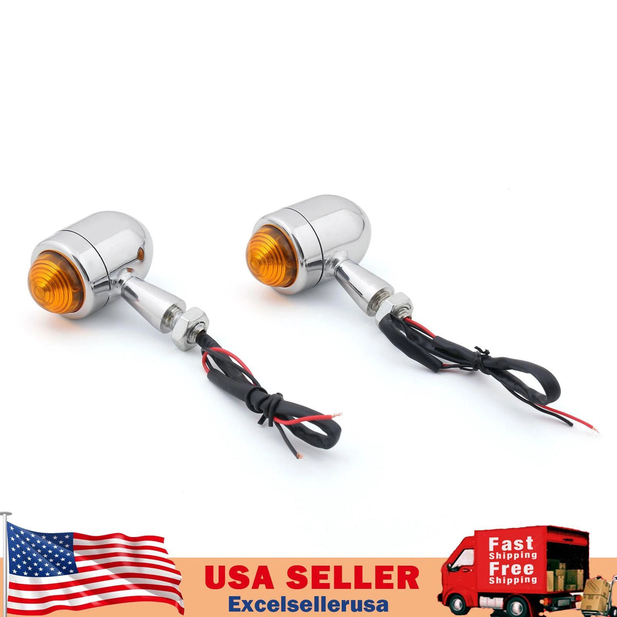 2X Bullet Mini Heavy Duty Turn Signal Indicators for Motorcycle (TS-012-Chrome)