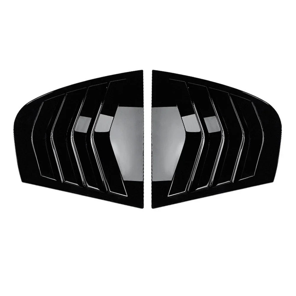 Gloss Black Rear Side Glass Shutter Cover Set of 2 for