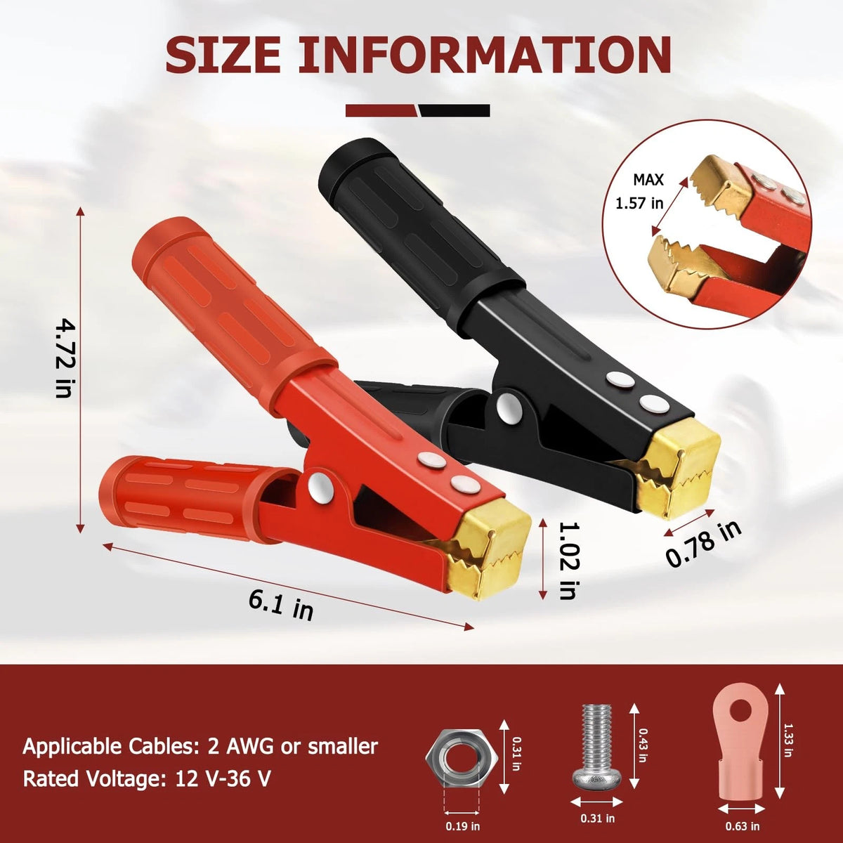 1 Pair Battery Charger Clamps 1000A for Jumper Cables