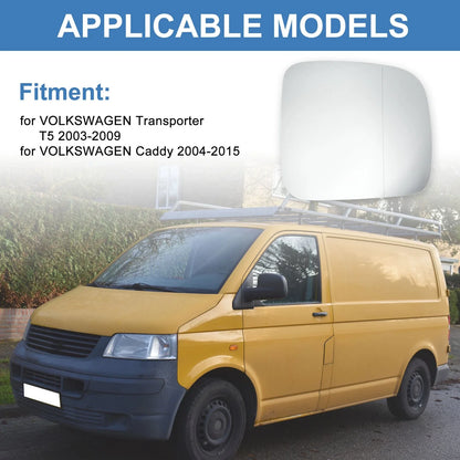 Right Side Wing Door Mirror Glass for VW Transporter T5, Caddy (2004–2015) No. 7E0853522