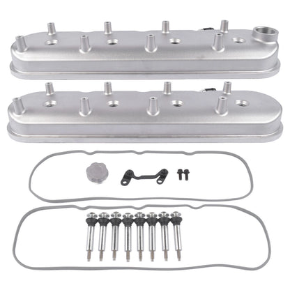 Set of 2 GM LS Cast Aluminum Tall Silver Valve Covers for LS1 LS2 LS3 (8082-1S, 8082-1, 241-110, JM8082-1, JM8082-1S)