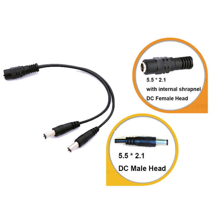 10Pcs 5.5X2.1mm Female to Male Splitter Cable for CCTV Camera