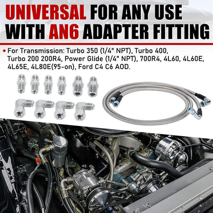 6AN 52" Transmission Fluid Oil Cooler Hose Line Kit for GM Chevy Ford