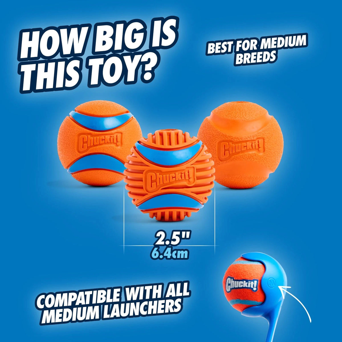 2X Chuckit! Dog Balls for Interactive Play (2.5", Medium) - Orange