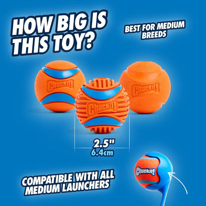 2X Chuckit! Dog Balls for Interactive Play (2.5", Medium) - Orange