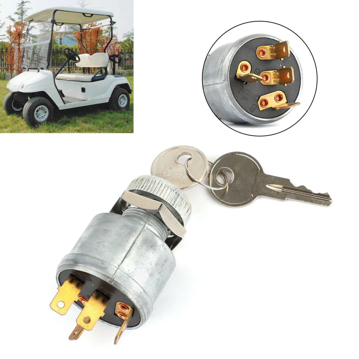 Key Switch for EZGO Cart 1981–Present (4 Prong, Factory Lights, T9)