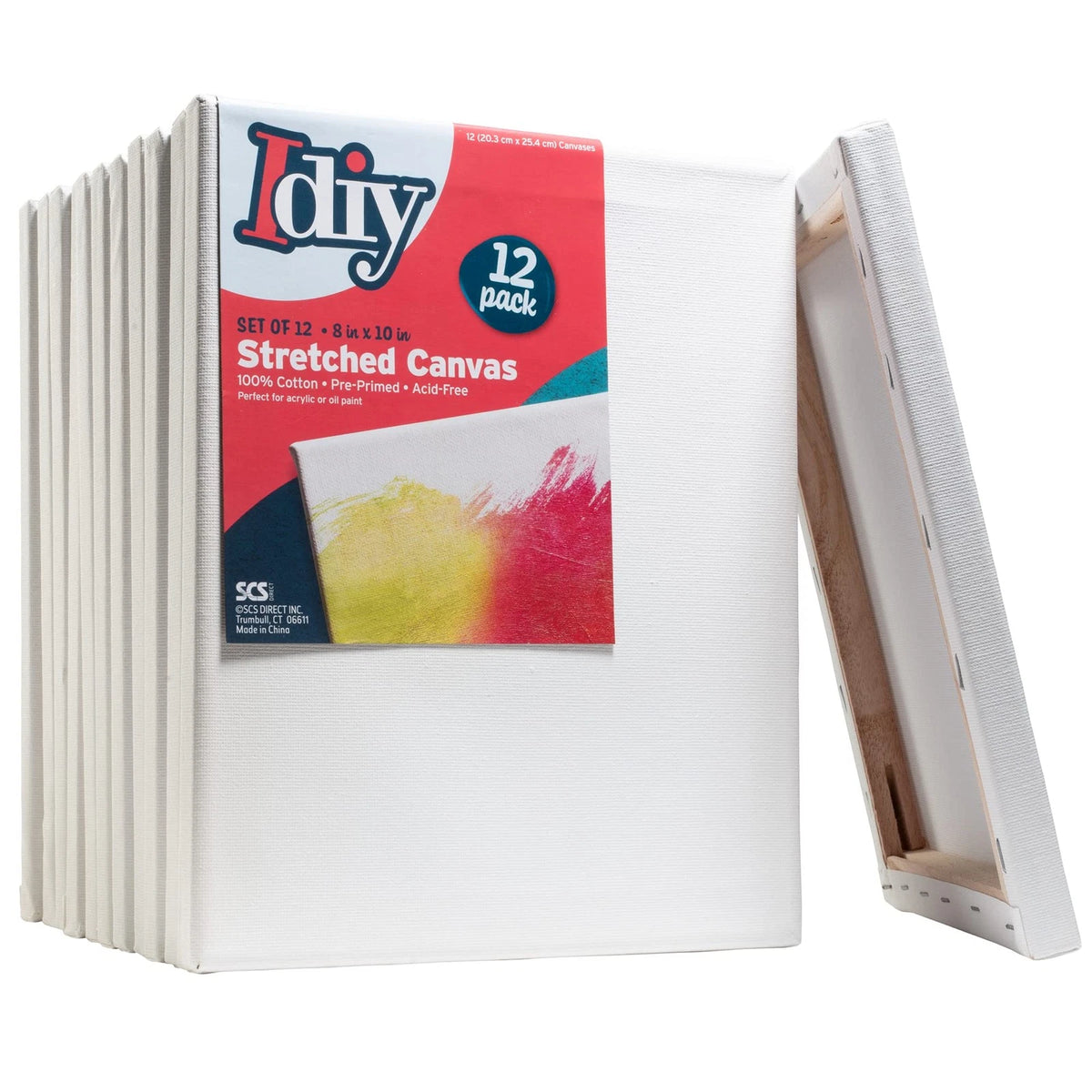 Set of 12 Stretched Canvas Boards 8 x 10 - Classic White Blank