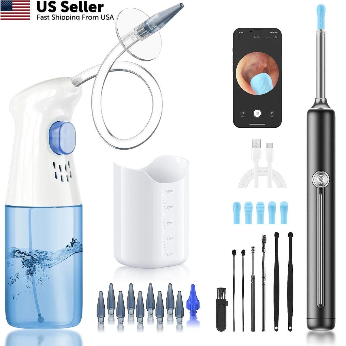 Ear Wax Removal Cleaner with Camera - FSA HSA Eligible - Blue/Black