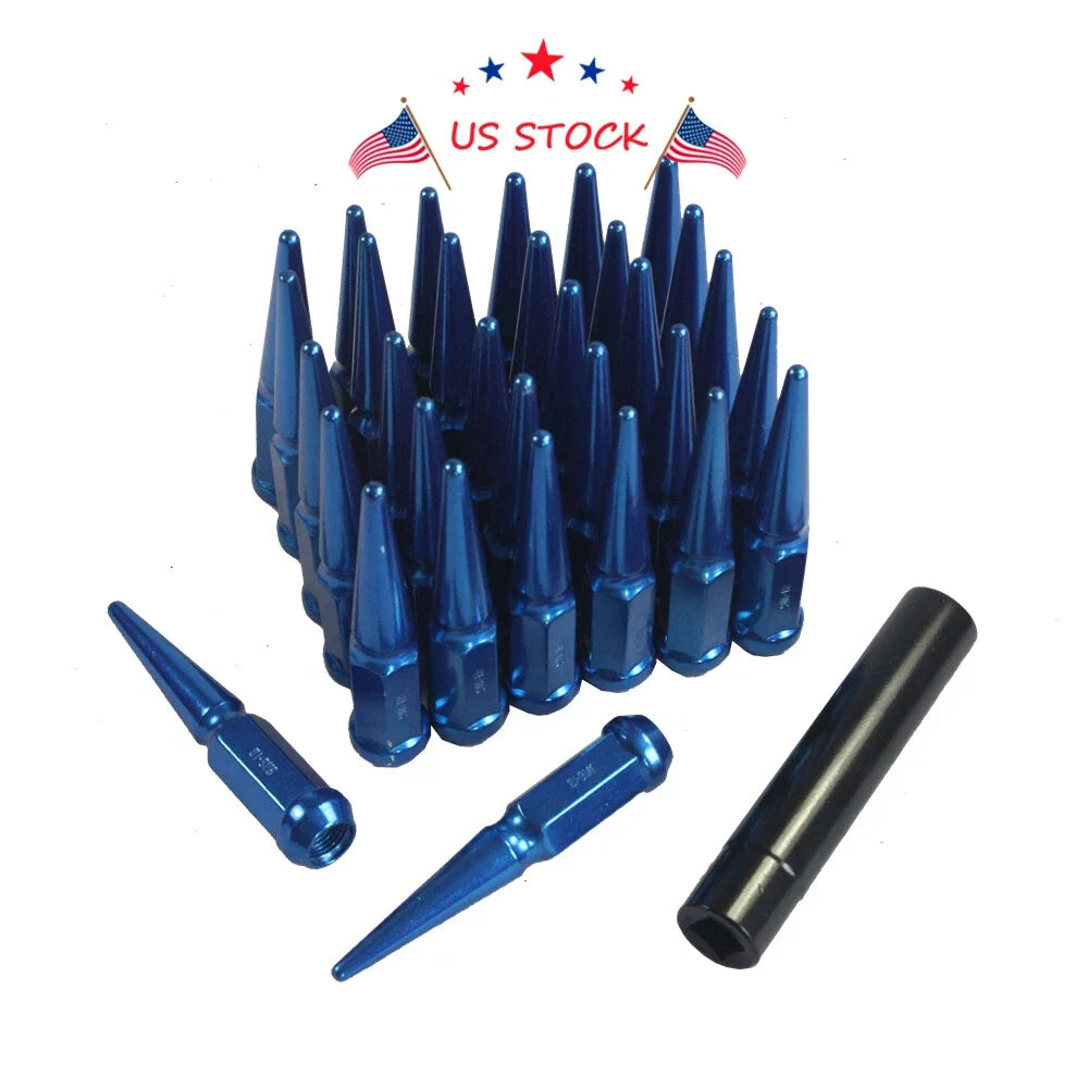 32 pcs Blue Spike Lug Nuts for Ford F250 F350 Dodge Ram 2500 3500