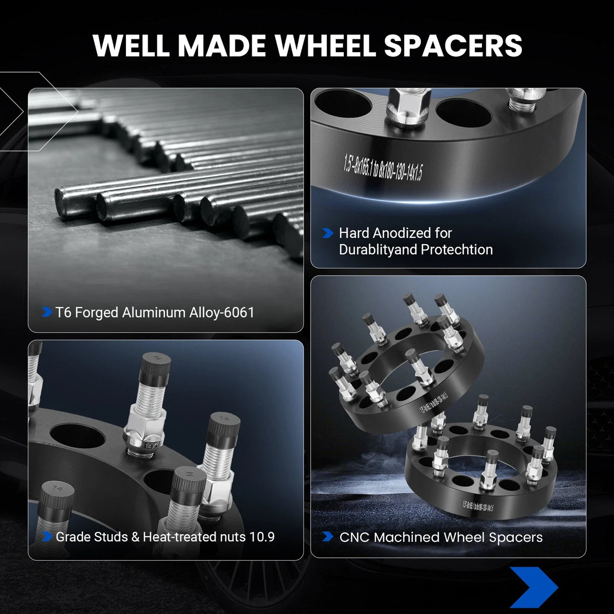 1.5" 8x6.5 to 8x180 Wheel Spacers Adapter for GMC Sierra 1500 (2015–2021)