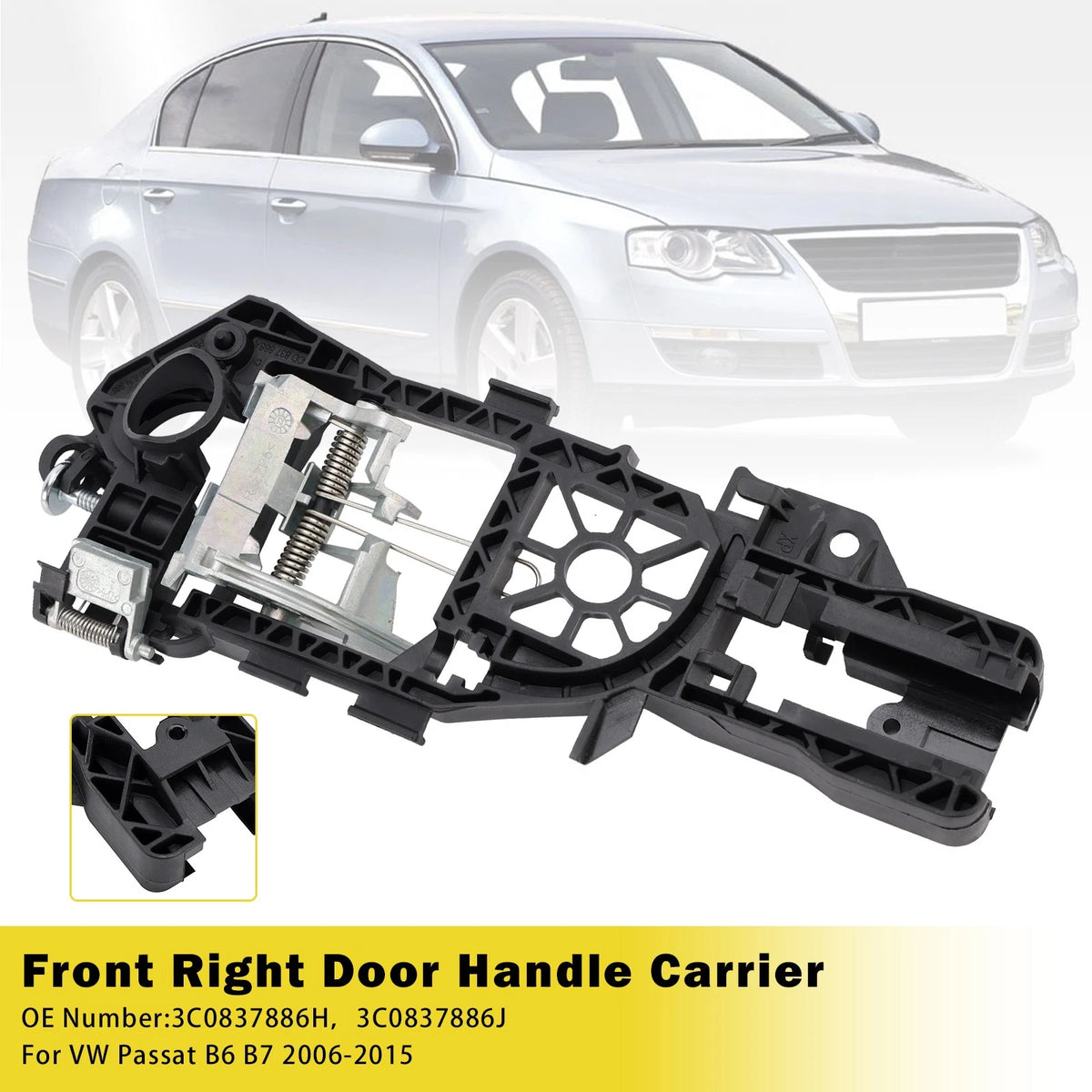 Door Handle Carrier Front Right for VW Passat B6 B7 (2006–2015) 3C0837886H, 3C0837886J