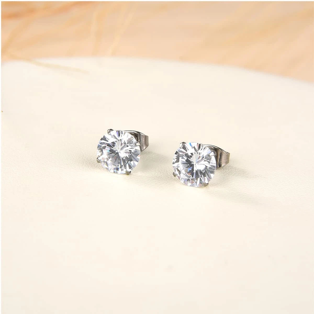 G23 Titanium CZ Stud Earrings for Sensitive Ears, 3mm, White
