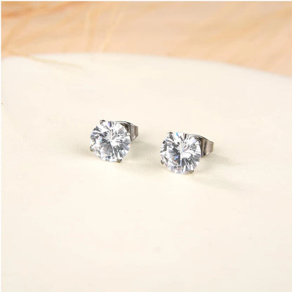 G23 Titanium CZ Stud Earrings for Sensitive Ears, 3mm, White