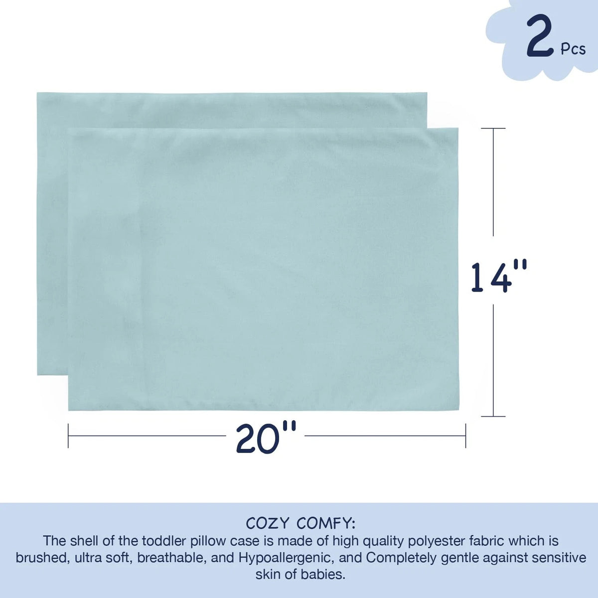 Zippered Toddler Pillowcases for Home (13x18 Inch, Blue Coral)