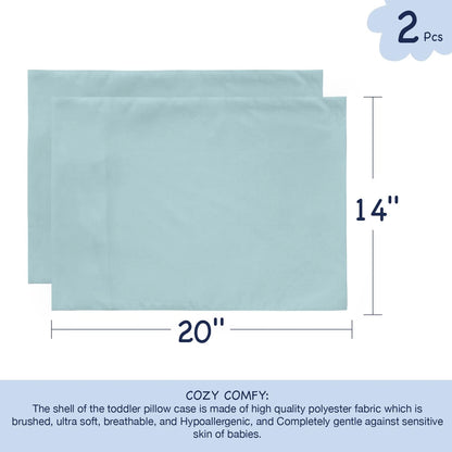 Zippered Toddler Pillowcases for Home (13x18 Inch, Blue Coral)