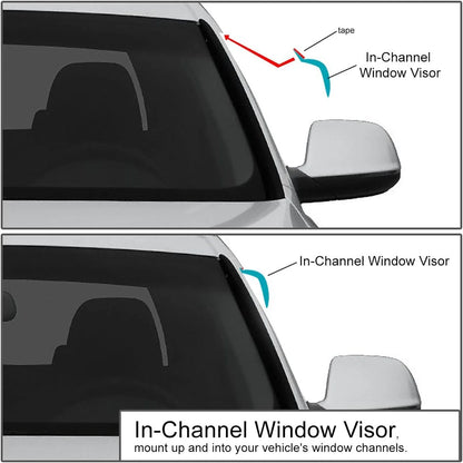 Set of 4 Tape-On Visors for Hyundai Tucson (2016–2021) Glossy Black Smoked Lens