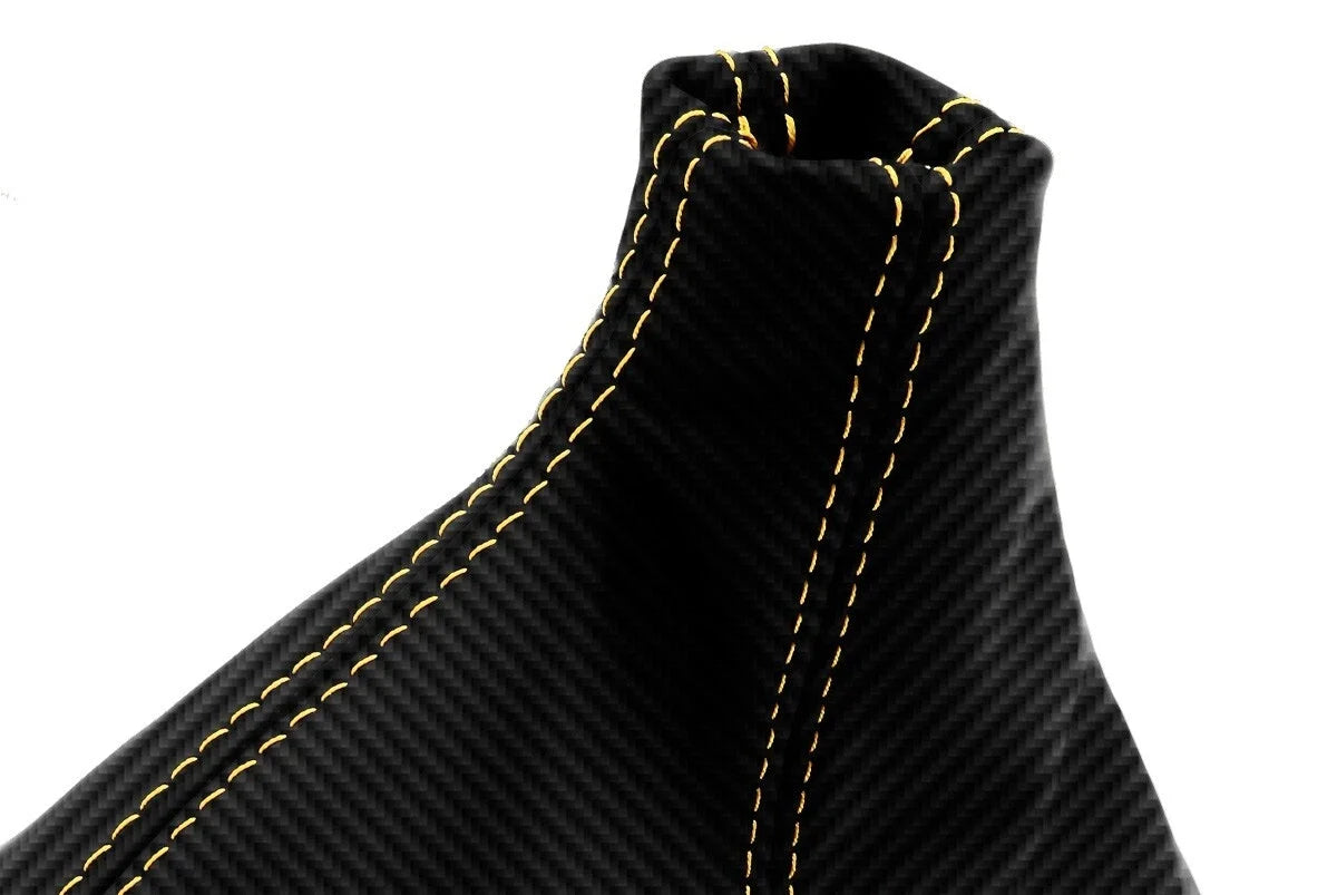 Manual Shift Boot Cover for Ford Mustang (1987–1993) Carbon Fiber Yellow Stitch