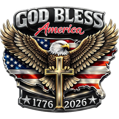 2X God Bless America 1776-2026 Stickers for USA (7.9x5 inches)
