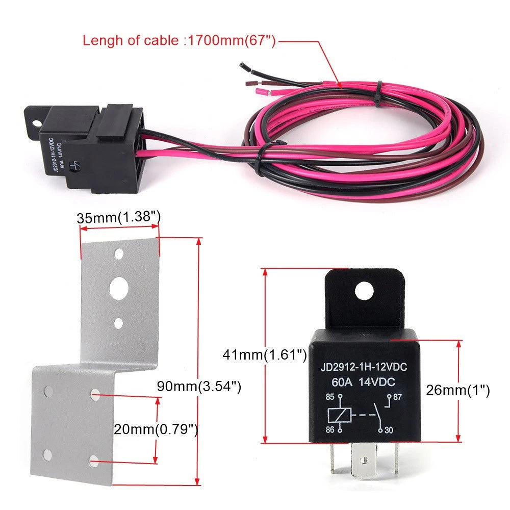 Adjustable 12V Electric Fan Cooling Control Relay Wiring Kit WH003