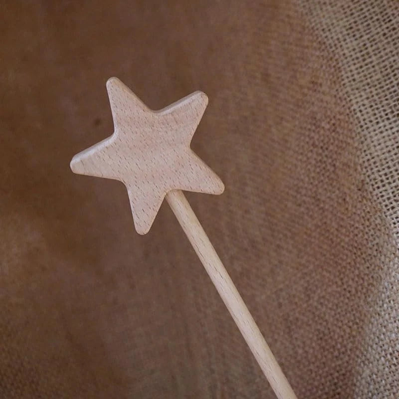2 Pieces Wooden Star Fairy Wands for Crafting (Unfinished)