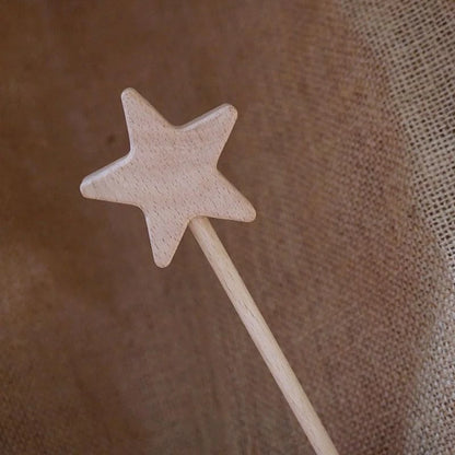 2 Pieces Wooden Star Fairy Wands for Crafting (Unfinished)