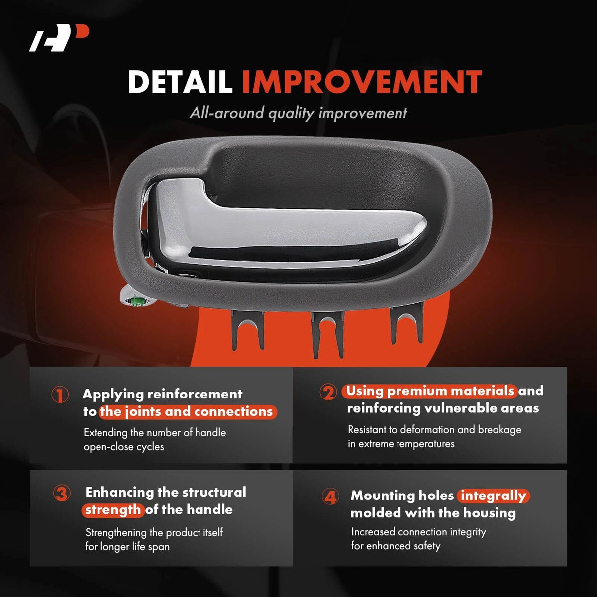 Rear Left Chrome Interior Door Handle for Chrysler Sebring Dodge (US251L5AACLLGH, 93289)