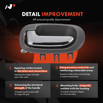 Rear Left Chrome Interior Door Handle for Chrysler Sebring Dodge (US251L5AACLLGH, 93289)